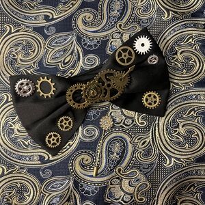 Steampunk Gear Black Bow Tie